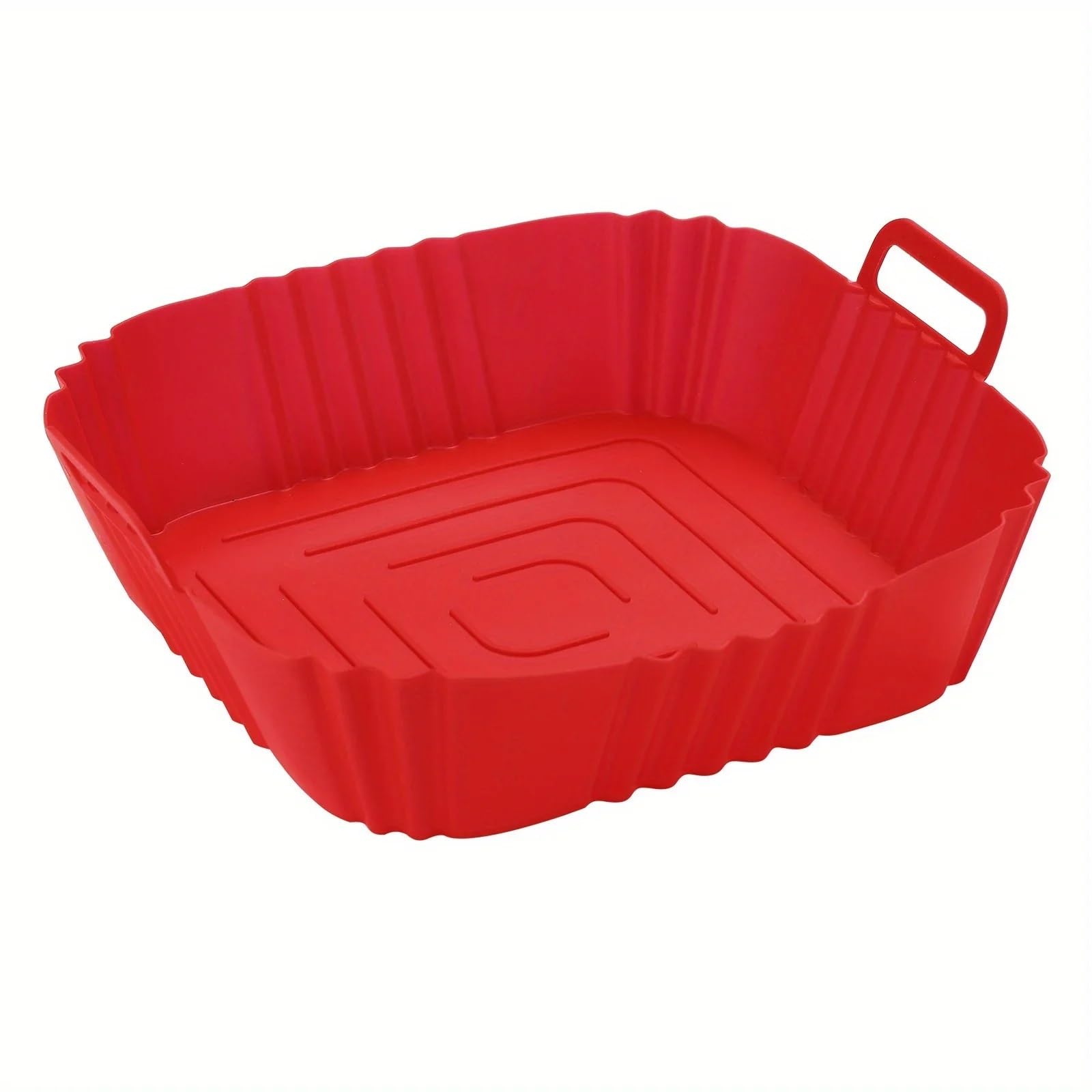 1pc Of 22cm Silicone Air Fryer Oven Baking Plate Pizza Fried Chicken Basket Reusable Liner Accessory Red