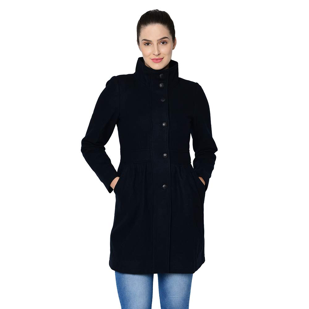 owncraft Women's Navy Blue Woolen Coat (XS)-picture-13