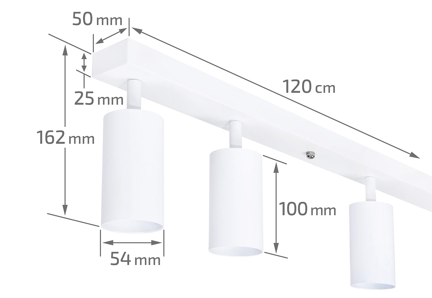 Lámpara de Superficie Viki - para Pared y Techo - GU10 - Lámpara de Foco de Superficie x5 - Blanco, 1200x170x40 mm
