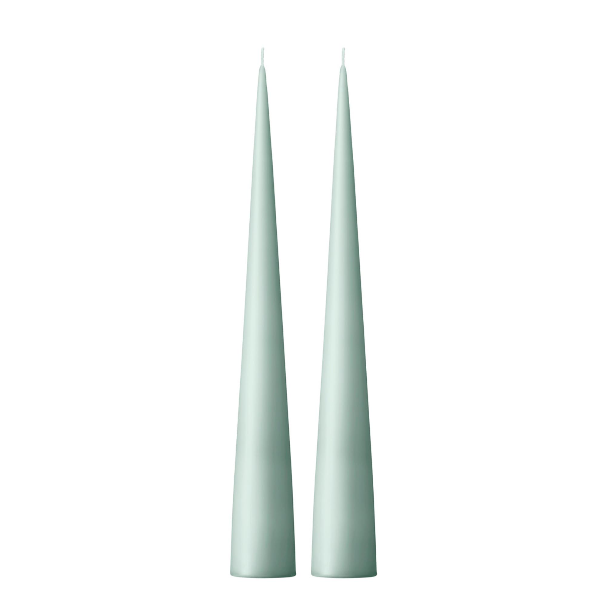 Ester & Erik Sage Green Cone Candles - Set of 2 in Giftbox - 25 cm Tall Cone Candles with Cotton Wick - Made from 100% Fragrance-Free Unscented Pure Paraffin Wax - 13+ Hour Burn Time