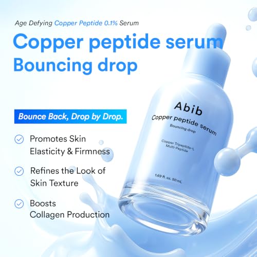 Image of Abib Copper Peptide Serum Bouncing Drop - GHK-Cu, Argireline & Matrixyl Peptide Face Serum | Skin Texture & Hydration | Korean Skincare | 1.69 fl oz