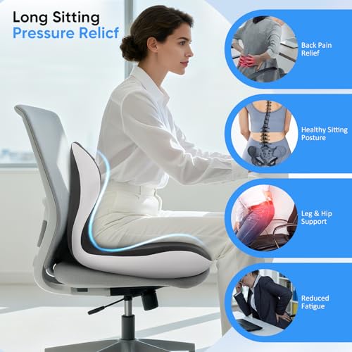 Coussin Chaise Lombaire, Coussin de Siège en Mousse à Mémoire, d'assise Orthopédique avec Dossier, Ergonomique, Memoire Forme Plusieurs Zones Fonctionnelles, pour Bureau Coussins Siège de Voiture – vue 3
