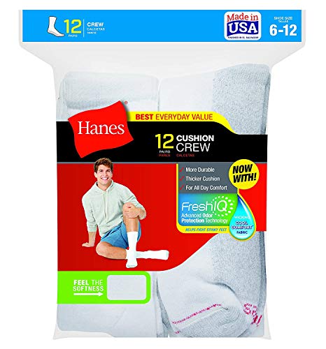 Crew Socks (184V12) White, 10-13 (Pack of 3)