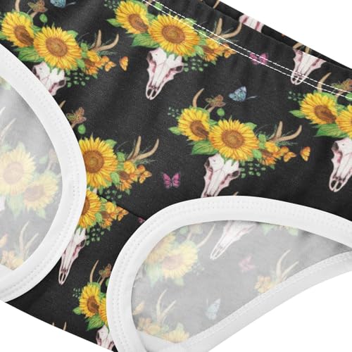 Joisal Durable Girls Underwear Toddlers 2t Cotton Panties Little Girl Deer Skulls Sunflowers Black Undies Kids Briefs4