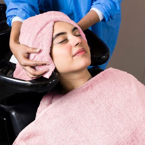 Image of Avalon Towels Salon Towel - Pink Hand Towels Bulk Pack of 24 - 100% Cotton Absorbent Spa, Facial & Gym Towel for Working Out - 16x27 Inches (Not Bleach Proof)