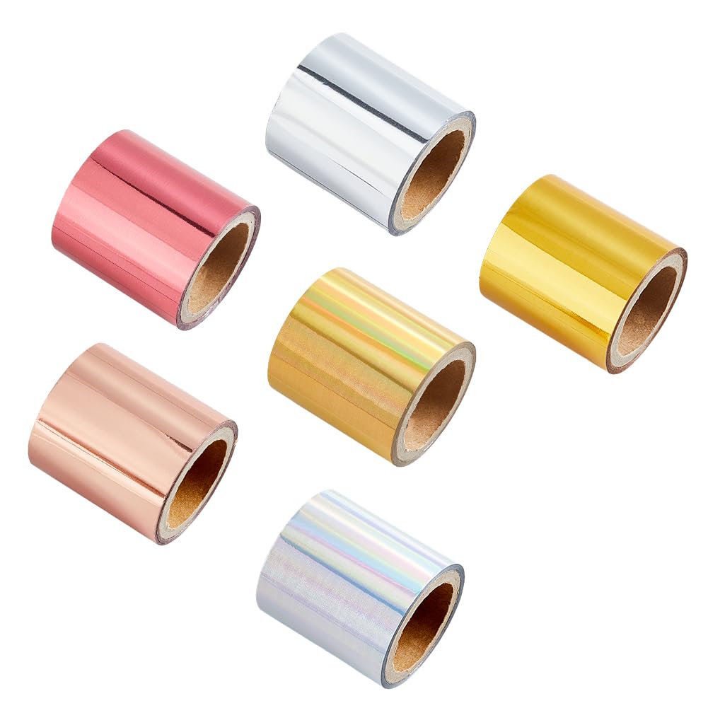 SUPERFINDINGS 6 Rotoli Lamina in Oro di Trasferimento A Caldo 4cm Larghezza Lamina Trasferimento Calore Stampa A Caldo Carta per Carta Artigianale Biglietti d'auguri 10m/Roll