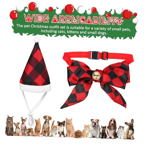 Disfraz navideño para mascotas con gorro y pajarita miniatura 3