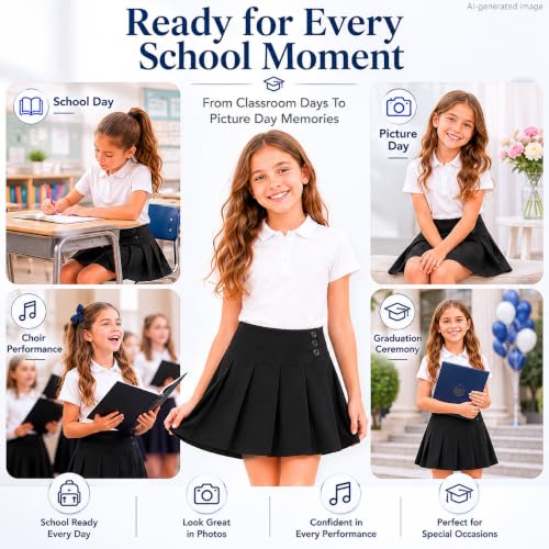 Falda de uniforme escolar para niñas que soluciona el crecimiento con su cintura ajustable 3