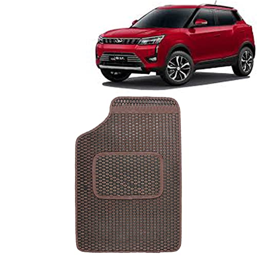 Image of Kingsway Dotted Design Car Floor Foot Mats Universal Fit for Mahindra XUV 300, Model Year : 2019 Onwards, Water and Dustproof, Color Brown, Set of 5 Pieces