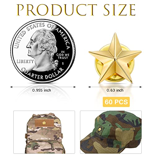 Kenning 60 Pieces Star Badge Lapel Pins Veterans Day Star Pins for Backpacks Badge Military Award Labor Day Brooches4