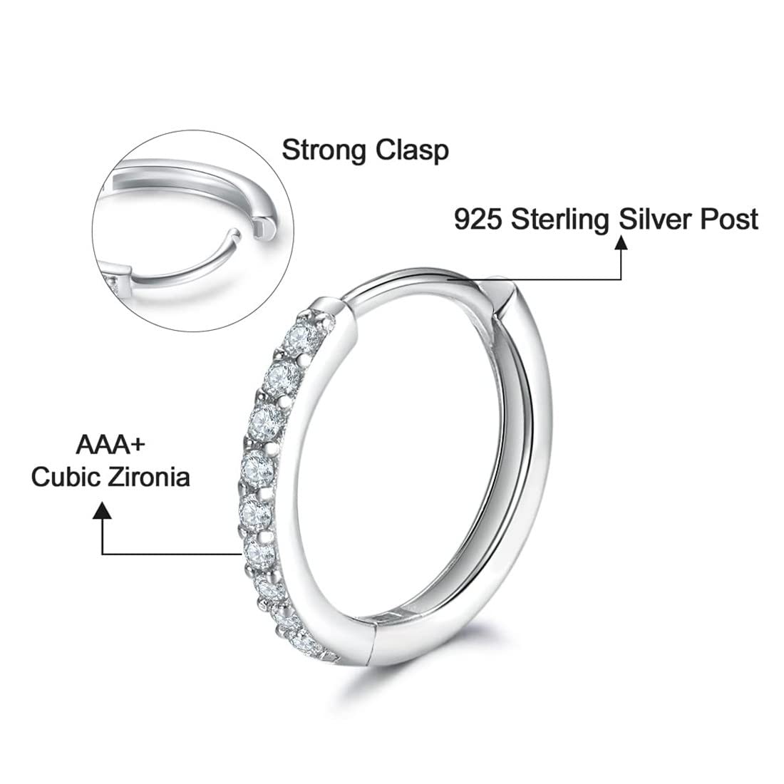 3 Paia Orecchini a Cerchio Piccoli,Orecchini a Cerchio di Cartilagine,Orecchini Anallergici Cerchio,Inox Anelli del Labbro del Naso per donna uomo, 8 mm 10 mm 12 mm