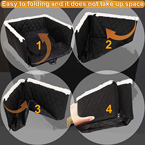 TOPBRY Car Front Seat Covers for Dogs, Deluxe 2 in 1 Scratchproof Thickened Foldable Car Protector Kennel with Safety Belt, 900D, for Cars Trucks SUVs