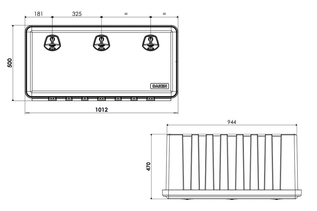 DAKEN Just 1000 - Caja de almacenamiento para camiones, 1020x500x460mm, 153L, Caja de herramientas (Sin soporte)