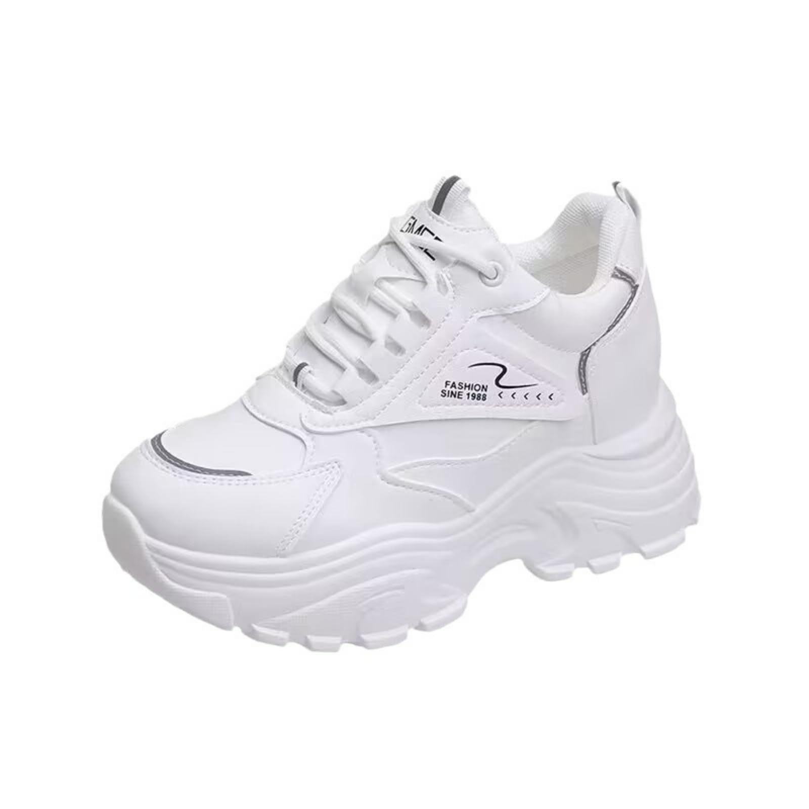 MACEFIL Fashion Y2K Chunky Platform Sneakers Women Classic White Tennis Shoes Comfort Casual Walking Running Shoes