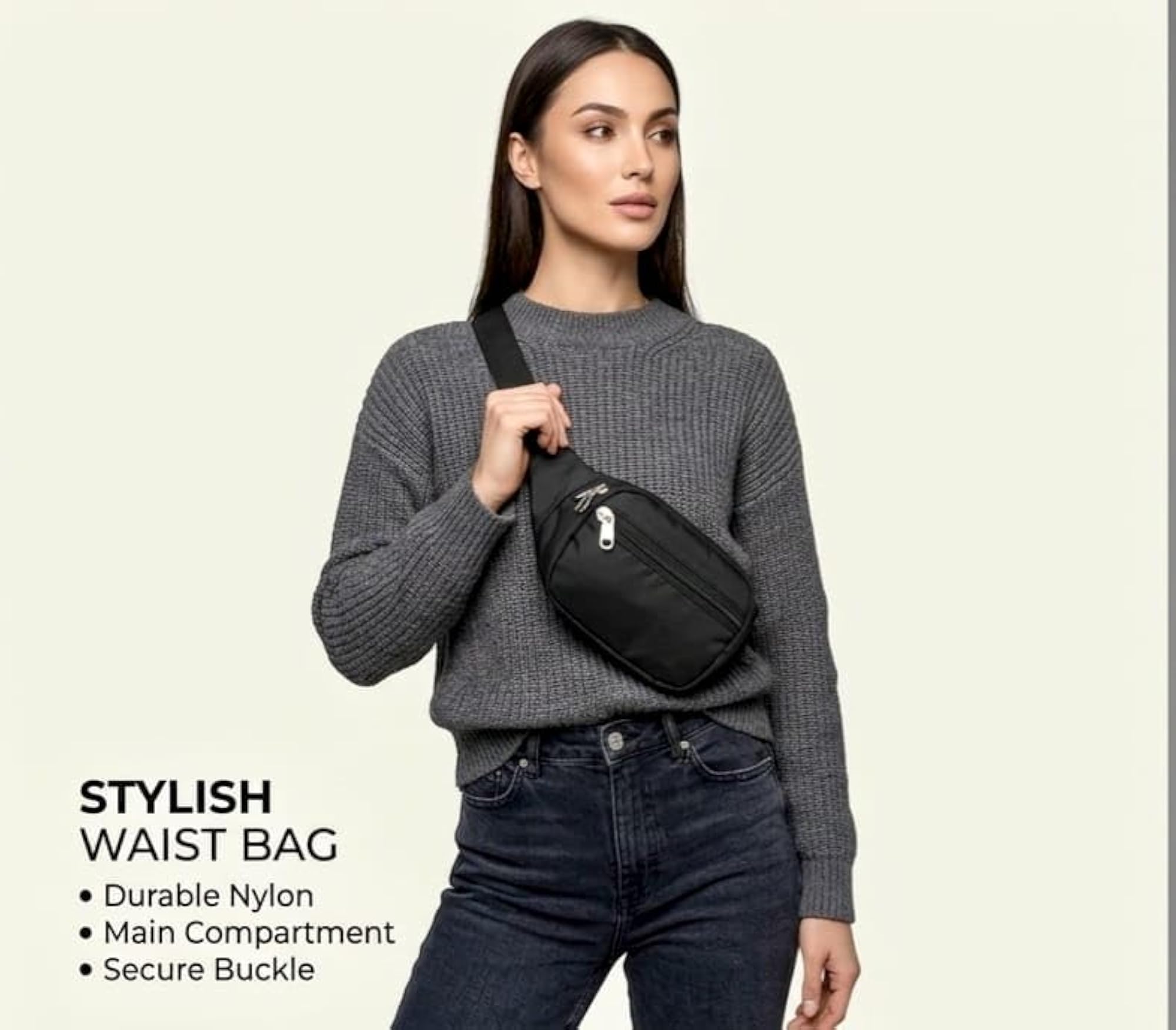 Polyester Waist Bag for Men & Women, Adjustable Fanny Pack