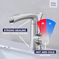 Vista 6 de Brushed Nickel Bathroom Faucet Waterfall Single Handle Single Hole Bathroom Sink Faucet Washbasin Faucet for Bathroom RV Vanity Sink Faucet,Modern