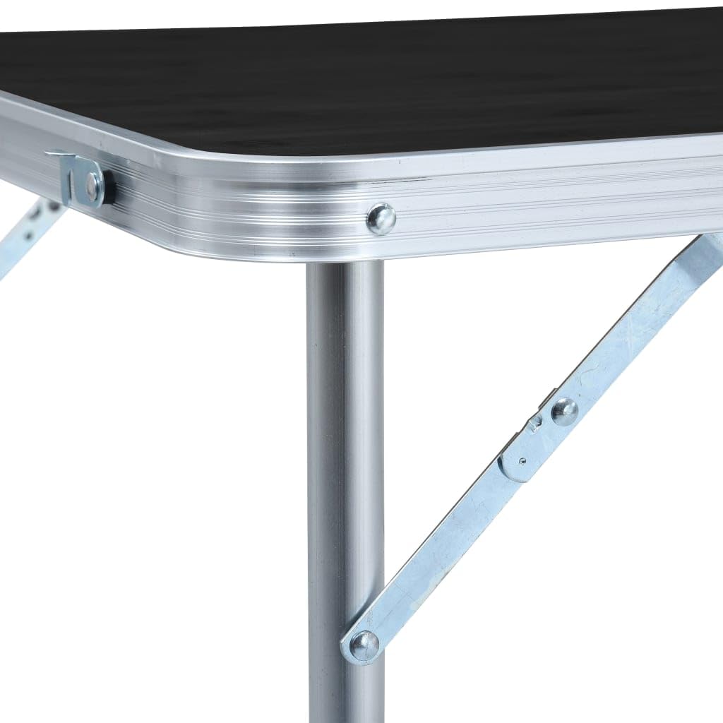 Grauer Campingtisch klappbar aus Aluminium und MDF, x, höhenverstellbar 62, tragbar mit Tragegriff für Picknick, Terrasse, Garten und Camping