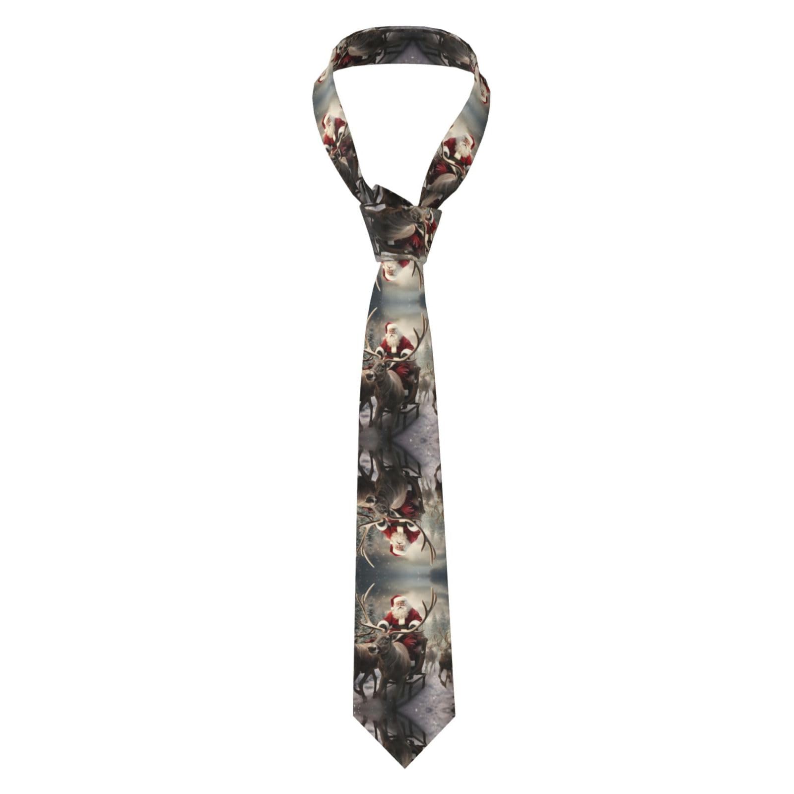 Llotpq Unisex Black Men's Skinny Tie - Xmas Santa Claus Print Necktie For Wedding, Groomsmen, Business & Formal Wear Â€“ Adjustable, And Stylish