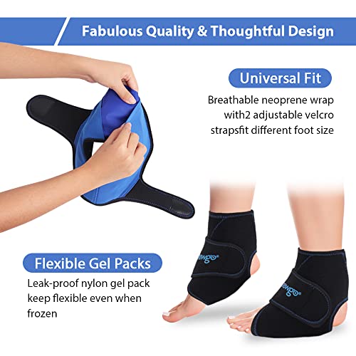 Newgo Ice Packs For Ankle Pain Relief, 2 Pack Ankle Ice Wraps Flexible Ankle Cold Wrap Hot Cold Therapy Ankle Wrap For Sprained Ankles, Tendonitis, Plantar Fasciitis #TOP2