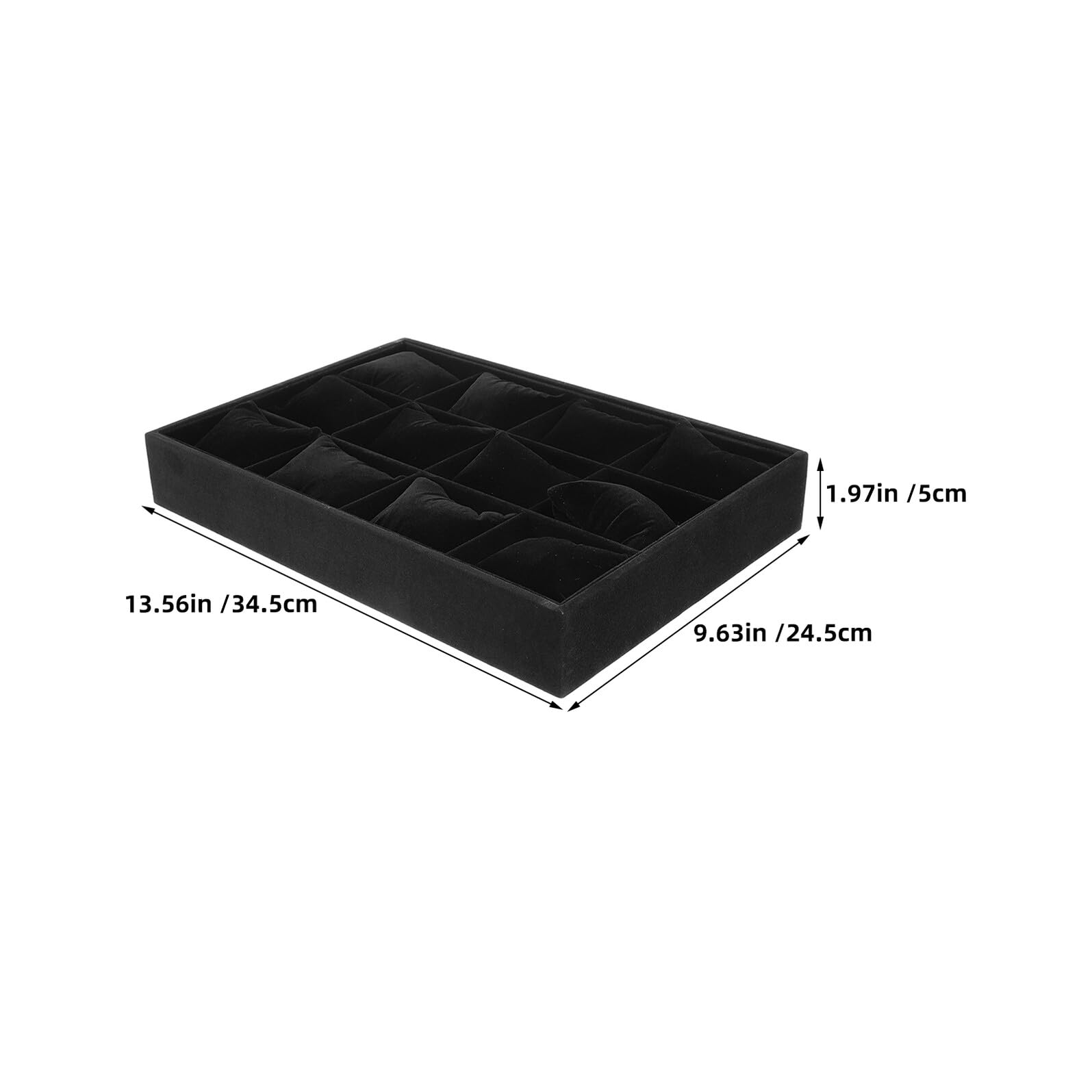 Healvian 2 Piezas Bandeja de almacenamiento de terciopelo Black