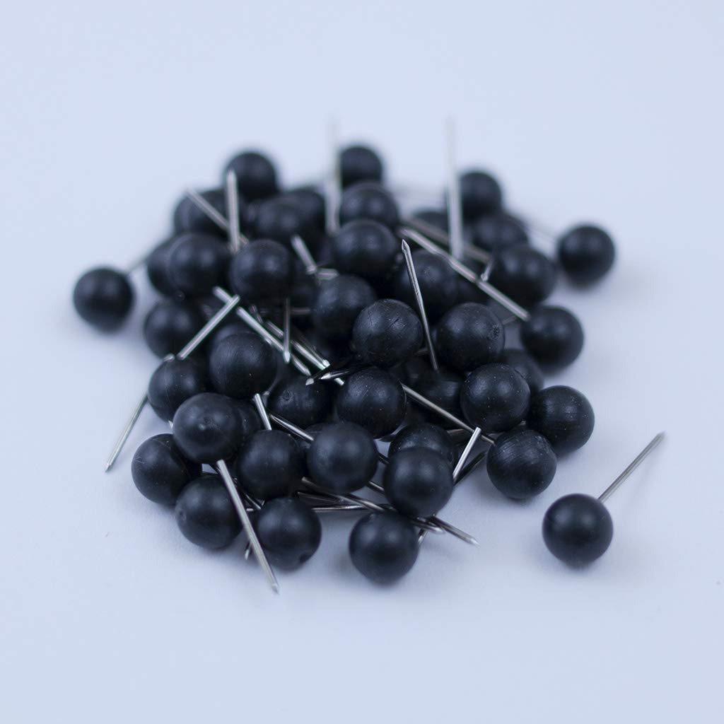 Push Pin Tacks for Photo Wall, Whiteboard, Cork Board, Map, Bulletin Board, Office or Home | 5 mm Head, 11 mm Point | Designed in The USA | Black, Pack of 50