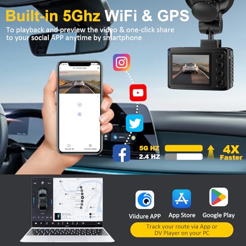 Dash Cam Front and Rear: 4K+2.5K Dual Channel Dash Cam-5GHz WiFi, GPS Dash Camera for Cars - image 4