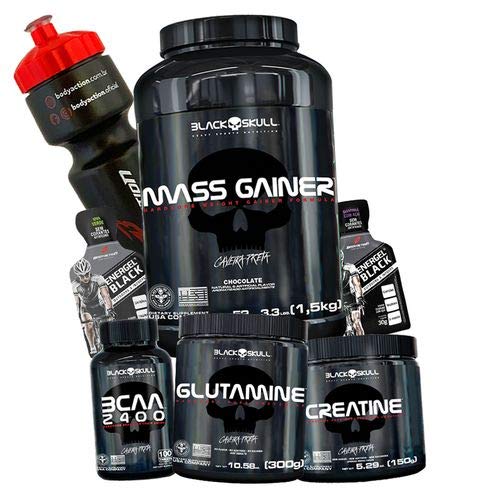 Combo Suplemento Importado Massa Muscular Completo - Hiper Calórico + Glutamina + Bcaa + Creatina