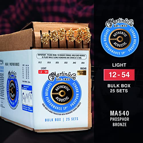 Image of Martin Authentic Acoustic Guitar Strings, Superior Performance Light 12-54, 92 /8 Phosphor Bronze, 25 Sets