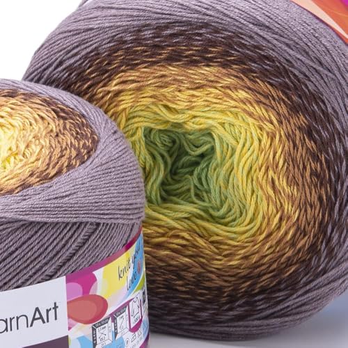 Image of Yarn Art Flowers Yarn 55% Cotton 45% Acrylic 250gr 1094yds Multicolor Cotton Yarn Rainbow Crochet Yarn Spring Summer 2 Sport Yarn (317)