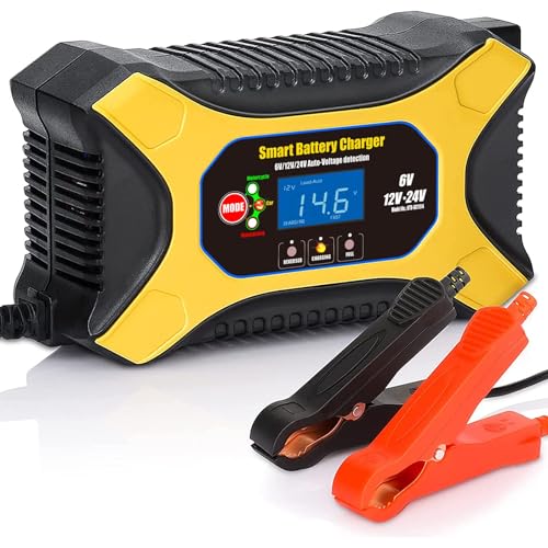 Katbo car Battery Charger, 12V trickle Charger and maintainer 6Amp 24V 6V Full Automatic Charger & Maintainer for Car Motorcycle AGM Lead Acid Batteries