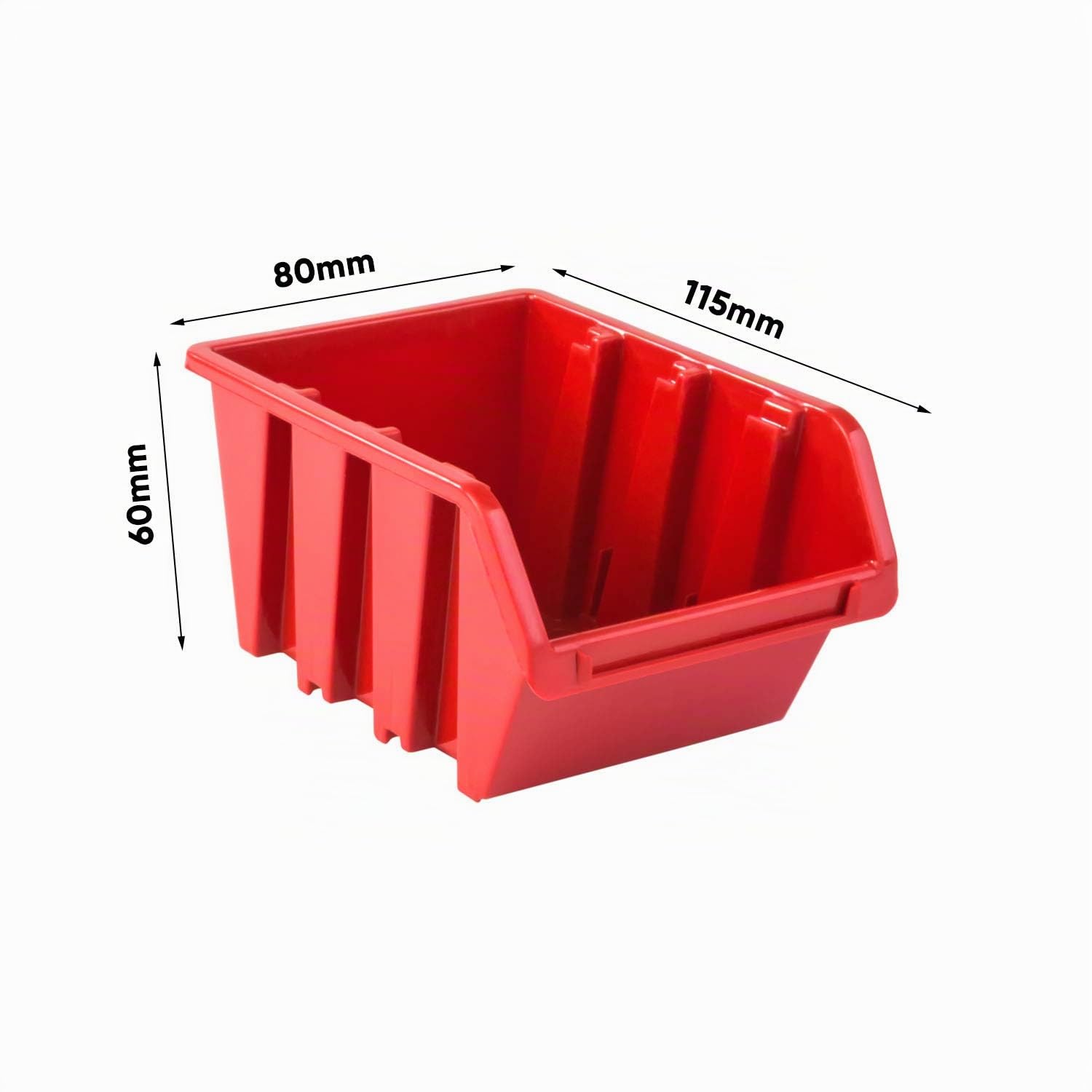 Wandregal Stapelboxen - 1152 x 780 mm - 126 tlg. Boxen Lagersystem Werkzeuglochwand Schüttenregal (Rot)
