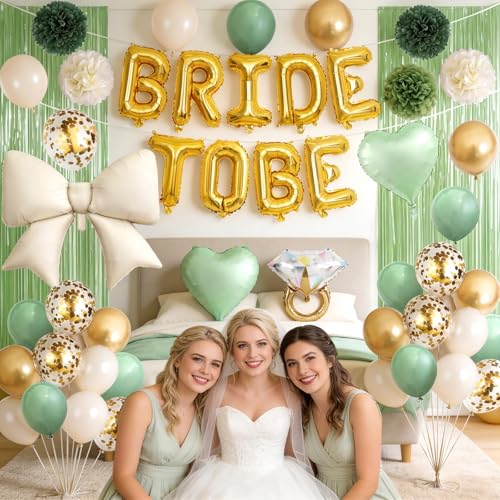 Image of Sage Green Bachelorette Party Decorations,Bride To Be Bridal Shower Balloon