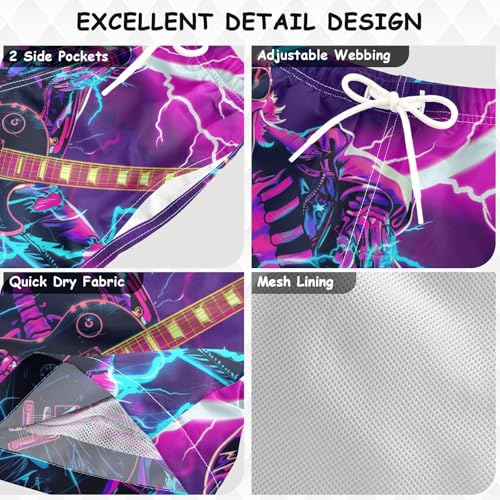 Boys Swim Trunks Neon Skeleton Rock Skull Toddler Swim Shorts Little Boys Board Shorts3