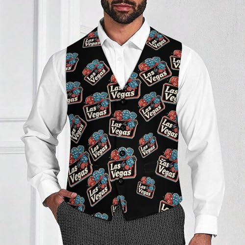 Las Vegas Colorful Dice Suit Vest for Men Slim Fit Tuxedo Waistcoat Button Down V Neck Business Dress Coat4