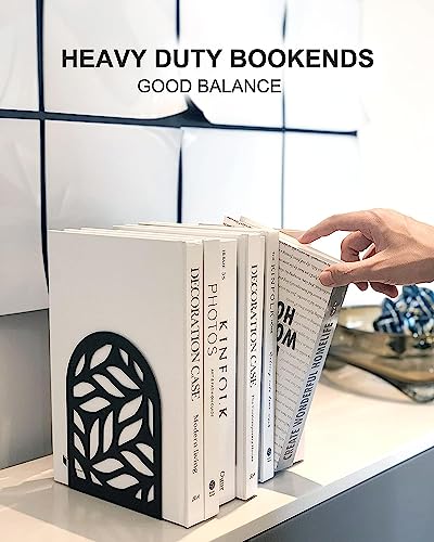 Image of Herrlich Homes Heavy Duty Book Ends to Hold Books | Decorative Bookends for Shelves| Premium Book Stoppers for Home, Office, School | Black | Pair of 1 | Large