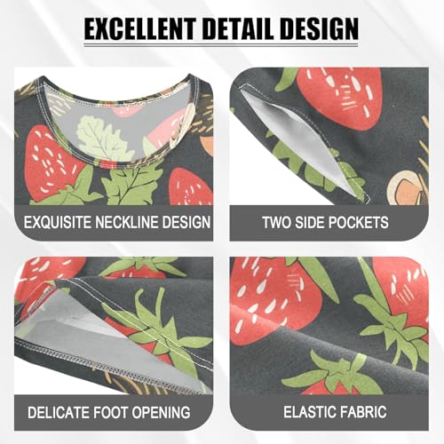 ALAZA Lovely Hedgehog Strawberry Pajamas Short Sleeve 2 Piece Sleepwear Top and Bottom Pajama Set Unisex4