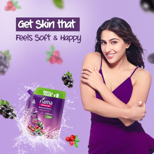 Image of Fiama Body Wash Shower Gel Blackcurrant & Bearberry, 1.3L Bodywash Refill Value Pouch for Women & Men with Skin Conditioners for Radiant Glow, Skin Friendly pH