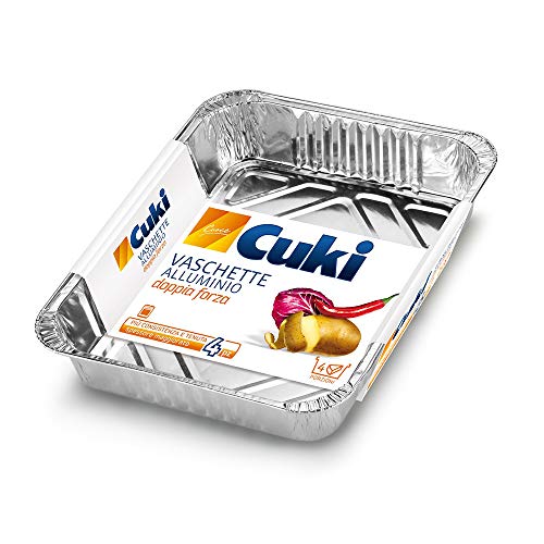Cuki Vaschette Alluminio - Doppia Forza - 4 porzioni - rettangolari R75G - 1 confezione da 4 pezzi, 4 unità, 3