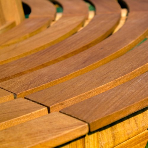 Deuba Casaria Wooden Tree Bench FSC®Certified Eucalyptus Wood Round Garden Seat 160cm Outdoor