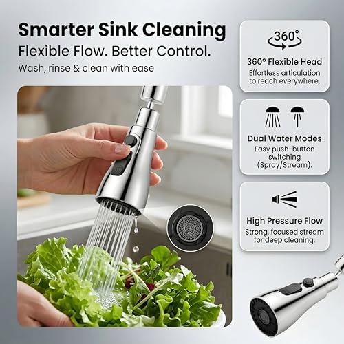 Image of Tap Extender for Kitchen Sink, Flexible Faucet Extension 360 Rotatable Water Tap Adapter, Anti-Splash Sink Tap Extension for Kitchen & Bathroom, Easy Install Faucet Extender for Convenient Cleaning