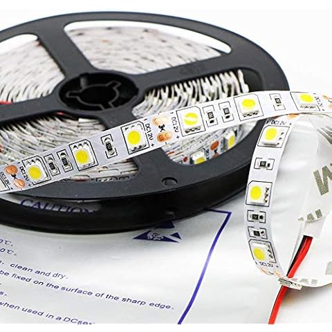 Kebinfen® 16.4ft SMD 5050 Natürlich Weißes Flexible LED Streifen Lichter 4000K Nicht wasserfest 300LEDs Cover