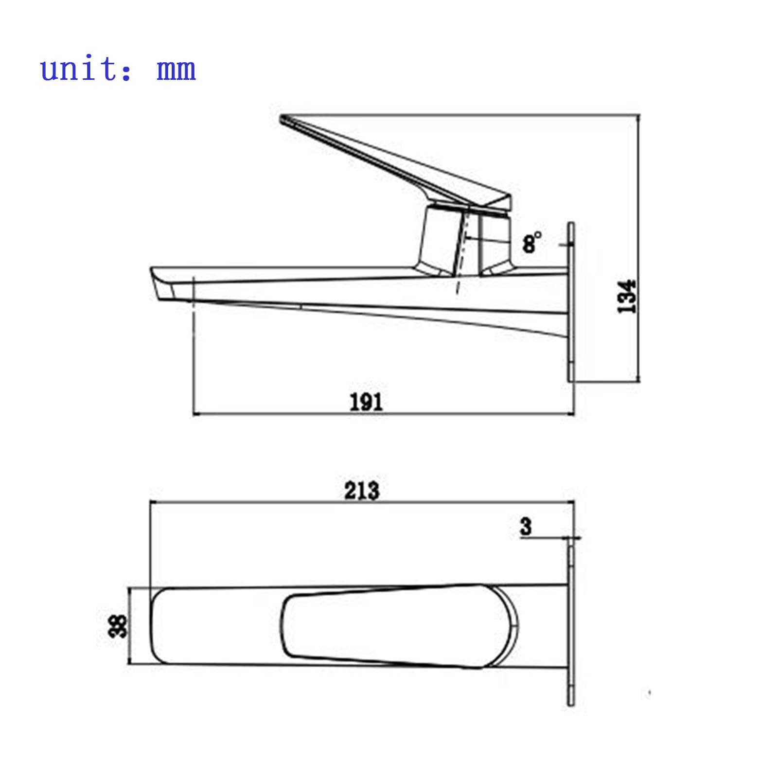 Grifo de Baño Empotrado de Un Agujero Grifo Monomando Lavabo agua Caliente y Fria Gris Pistola