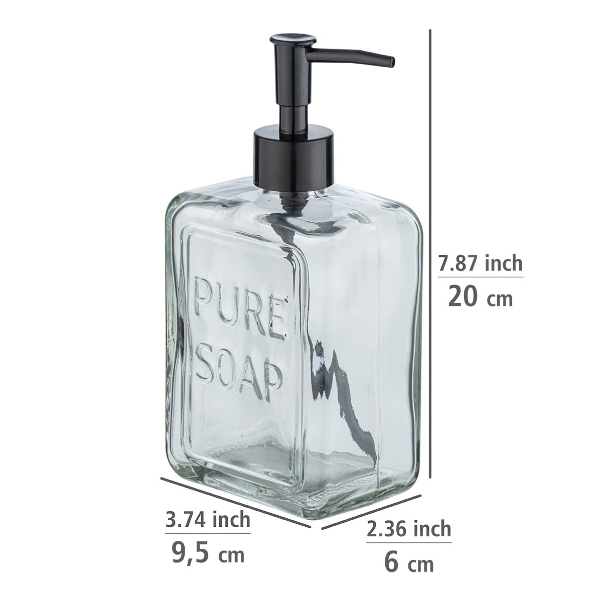WENKO Peanut Beige Liquid Soap Dispenser Capacity 0.24 L, 1, Transparent/Black - Image 4