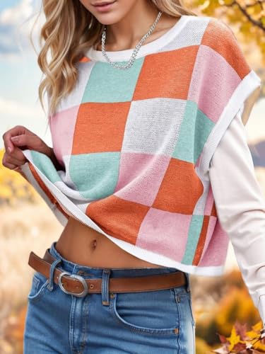 Womens Fall Crop Tops 2025 Cap Short Sleeve Sweater Western Loose Pullover Business Vacation Outfits Trendy Winter Top2
