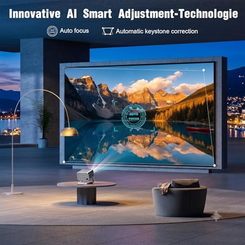 Image of [4300 ANSI & Officially-Licensed APP] 4K Projector with WiFi and Bluetooth, Auto Focus Keystone Smart Projector, Outdoor Projector with Adjustable Stand for Home Bedroom