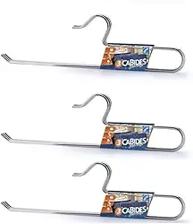 Kit 09 Cabides para Calças Com Gancho - Aço Cromado Resistente - Ideal para Shorts, Bermudas, Calças e Saias - Organize Seu Guarda-Roupa