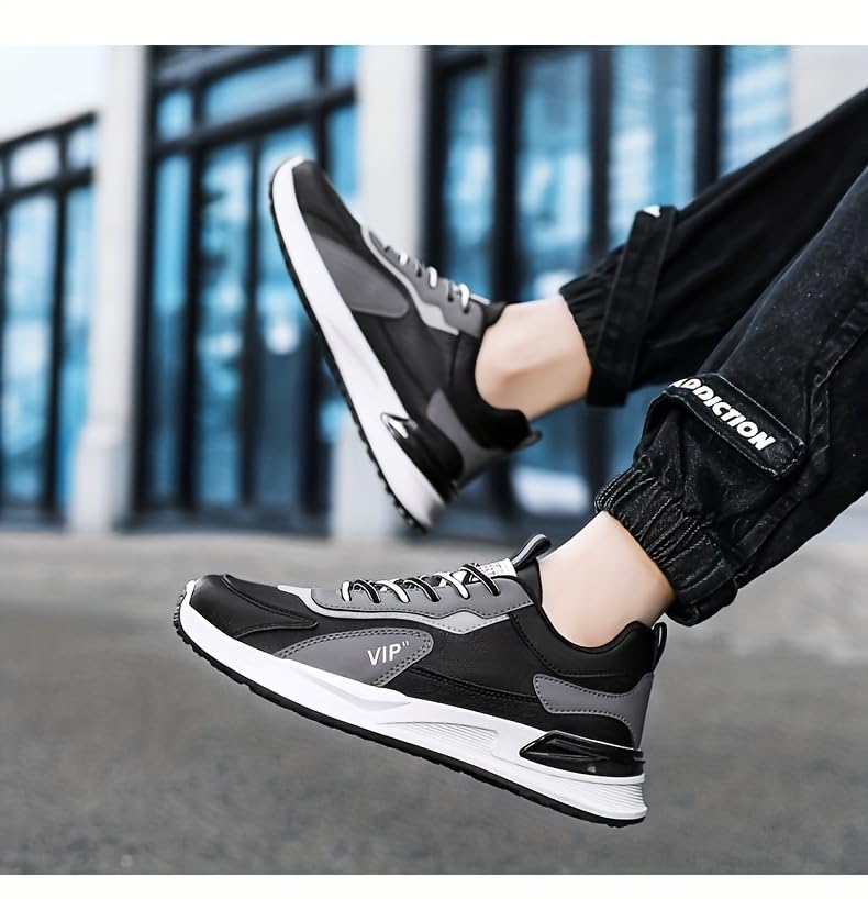 Men's Trendy Outdoor Sneakers, Lace Up Non Slip Comfy Running Shoes for Outdoor Activities Adult's Business Trip All Seasons4