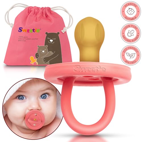 Image of SWEETIE Rubber Pacifier Natural Rubber Pacifier Rounded Pink Medium 6-12 Month
