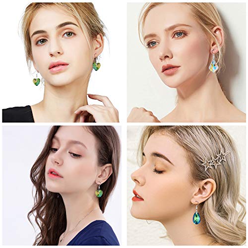 16 Pairs Multi-Color Small Dangle Earrings For Women - Crystal Earrings Set For Women And Girls With Butterfly Shape,Heart Shape,Teardrop Shape (#1-Heart/Butterfly/Teardrop Shape) #TOP1