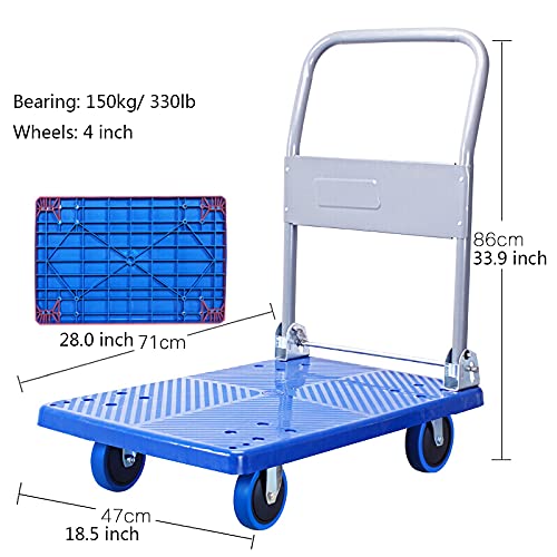 Chariot à pousser pliable plateforme plastique avec roues silencieuses transport